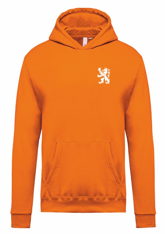 Sweat à Capuche Lion Klein Wit | Vêtement pour fête du roi | chemise à capuche orange | Orange | taille S