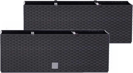 Gartenfreude polyrattan balkonbak met bewateringssysteem en ophanging hoekig 80x19x18cm kunststof riet wit - Goedkope plantenbakken kopen? | Korting tot 53