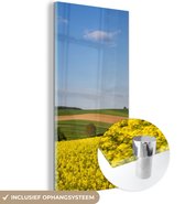 MuchoWow® Glasschilderij 20x40 cm - Schilderij acrylglas - Lente - Bloemen - Geel - Foto op glas - Schilderijen