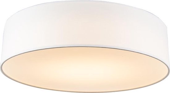 QAZQA drum led - Moderne LED Plafondlamp - 1 lichts - Ø 400 mm - Wit - Woonkamer | Slaapkamer | Keuken