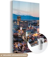 MuchoWow® Glasschilderij 20x30 cm - Schilderij acrylglas - Las Vegas - Strip - Avond - Foto op glas - Schilderijen