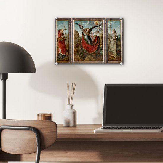 Peinture sur Verre - Retable de St Michel - Peinture de Gérard David - 30x20 cm - Peintures sur Verre Peintures - Photo sur Glas