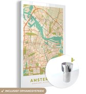 Peinture sur Verre - Carte de la Ville - Amsterdam - Vintage - 80x120 cm - Peintures sur Verre Peintures - Photo sur Glas - Carte
