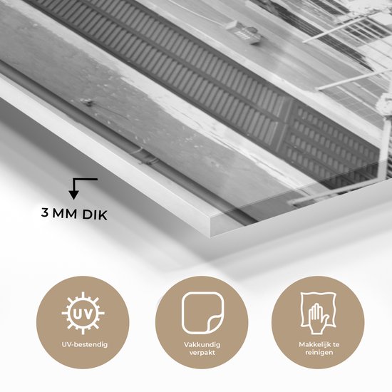 MuchoWow® Peinture sur Verre - Naples d'en haut - noir et blanc - 60x40 cm - Peintures sur Verre Acrylique - Photo sur Glas