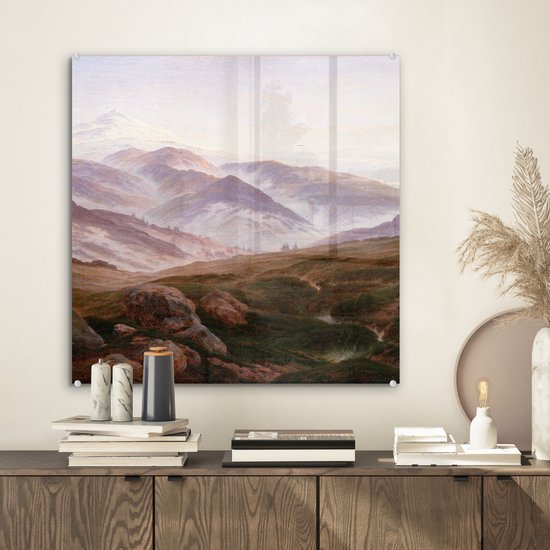 MuchoWow® Peinture sur verre 50x50 cm - Peinture sur verre - Monts des Giant - Caspar David Friedrich - Photo sur verre acrylique - Peintures