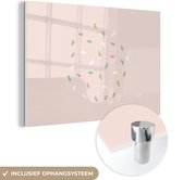 MuchoWow® Glasschilderij 60x40 cm - Schilderij acrylglas - Zomer - Lijn - Pastel - Foto op glas - Schilderijen