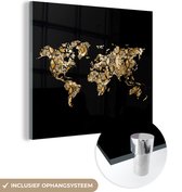 MuchoWow® Glasschilderij 90x90 cm - Schilderij acrylglas - Kaart - Wereld - Slang - Design - Foto op glas - Schilderijen