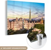 MuchoWow® Glasschilderij 30x20 cm - Schilderij acrylglas - Skyline - Lucht - Brussel - Foto op glas - Schilderijen