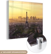 MuchoWow® Peinture sur verre - La Tour Eiffel au milieu de Paris - 20x20 cm - Peintures sur verre acrylique - Photo sur Glas
