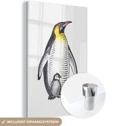 MuchoWow® Glasschilderij 120x180 cm - Schilderij acrylglas - Pinguïn - Dieren - Aquarel - Foto op glas - Schilderijen