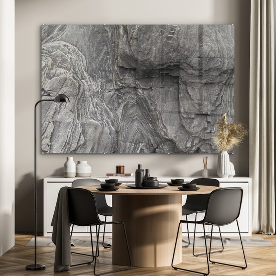 MuchoWow® Glasschilderij 150x100 cm - Schilderij acrylglas - Rots - Stenen - Natuur - Foto op glas - Schilderijen