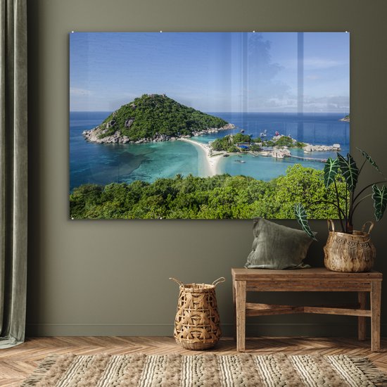 ® Glasschilderij 150x100 cm - Schilderij acrylglas - Eilanden voor de kust van Ko Tao Thailand - Foto op glas - Muurdecoratie woonkamer - Wanddecoratie slaapkamer - Schilderijen