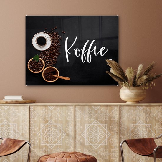 MuchoWow® Peinture sur verre 80x60 cm - Peinture sur verre acrylique - Dictons - Café - Citations - Photo sur verre - Peintures