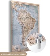 MuchoWow® Glasschilderij 120x160 cm - Schilderij acrylglas - Klassieke wereldkaart Zuid-Amerika - Foto op glas - Schilderijen