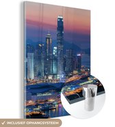 MuchoWow® Glasschilderij 30x40 cm - Schilderij acrylglas - Urban - Hong Kong - Stad - Foto op glas - Schilderijen