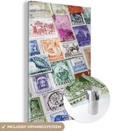 MuchoWow® Glasschilderij 80x120 cm - Schilderij acrylglas - Variety of Postage Stamps - Foto op glas - Schilderijen