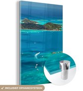 MuchoWow® Glasschilderij 20x30 cm - Schilderij acrylglas - Caribische haven - Foto op glas - Schilderijen