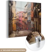 MuchoWow® Glasschilderij 50x50 cm - Schilderij acrylglas - Madrid - Spanje - Huis - Foto op glas - Schilderijen