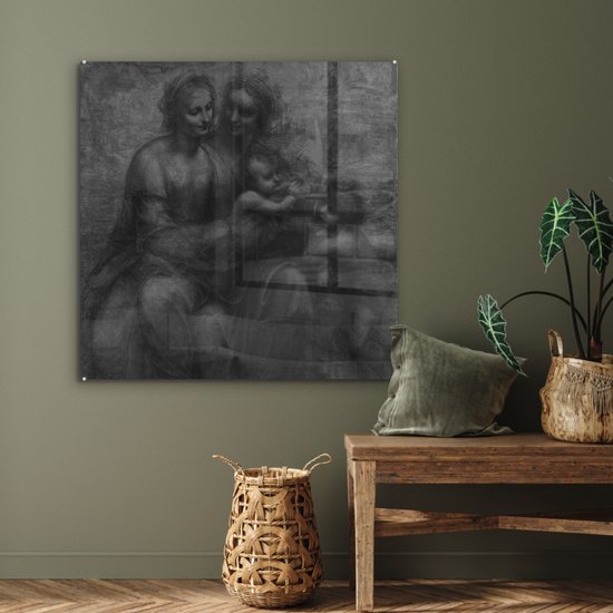 MuchoWow® Peinture sur Verre - Marie avec Enfant et Sainte Anne - Leonardo de Vinci - 90x90 cm - Peintures sur Verre Acrylique - Photo sur Glas