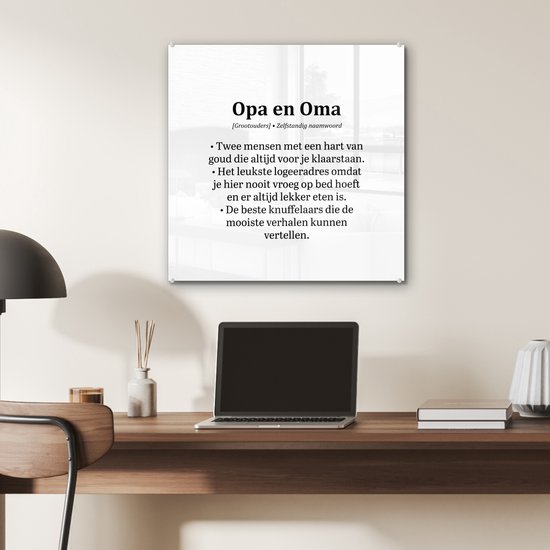 MuchoWow® Peinture sur verre 50x50 cm - Peinture sur verre acrylique - Citations - Dictons - 'Grand-père et grand-mère' - Photo sur verre - Peintures