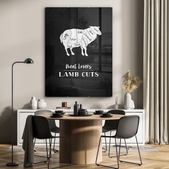 MuchoWow® Peinture sur verre - Moutons - Cuisine - Viande - BBQ - 90x120 cm - Peintures sur verre acrylique - Photo sur Glas