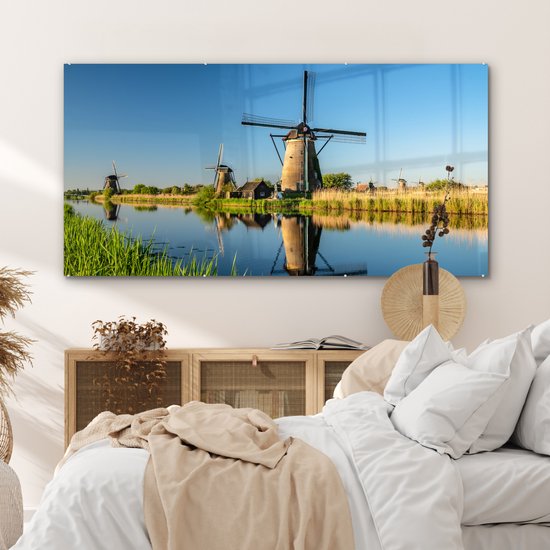 Peinture sur Verre - Moulin à Vent - Printemps - Pays- Nederland - 160x80 cm - Peintures sur Verre Peintures - Photo sur Glas
