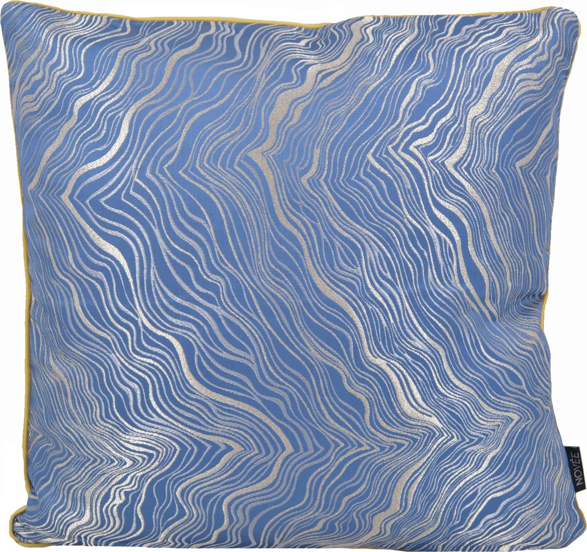 NOVÉE Sierkussen Zinzi Gold / Blue | 45 x 45 cm | Jacquard / Polyester Blauw-Goud