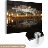 MuchoWow® Glasschilderij 120x80 cm - Schilderij acrylglas - Het Potalapaleis mooi verlicht in de nacht - Foto op glas - Schilderijen