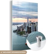 MuchoWow® Glasschilderij 80x120 cm - Schilderij acrylglas - Luchtfoto van New York - Foto op glas - Schilderijen