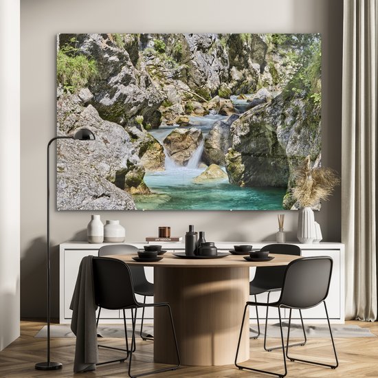 Peinture sur Verre - Rivière Soca et Rochers Calcaires dans le Parc National du Triglav en Slovénie - 150x100 cm - Peintures sur Verre Peintures - Photo sur Glas