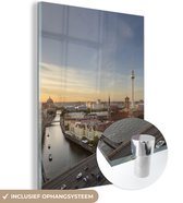 MuchoWow® Glasschilderij 90x120 cm - Schilderij acrylglas - Berlijn - Duitsland - Skyline - Foto op glas - Schilderijen