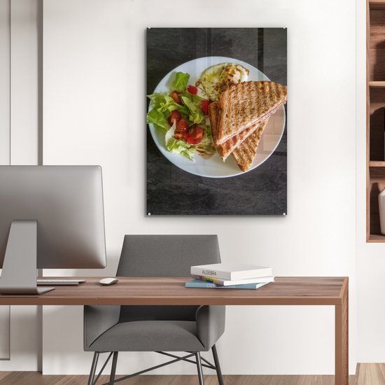 MuchoWow® Tableau sur Verre - Plats - Sandwich - Légumes - 60x80 cm - Peintures sur Verre Acrylique - Photo sur Glas