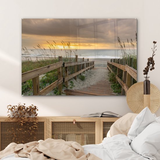 Peinture sur verre - Plage - Mer - Dune - Chemin - 120x80 cm - Peintures Plexiglas