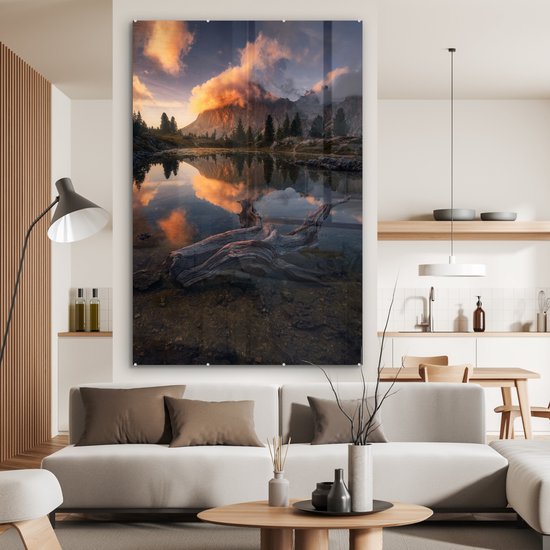 MuchoWow® Peinture sur verre 100x150 cm - Peinture sur verre acrylique - Berg - Water - Ciel - Photo sur verre - Peintures