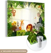 MuchoWow® Glasschilderij 80x60 cm - Schilderij acrylglas - Jungle - Dieren - Slang - Olifant - Jongens - Meisje - Kids - Baby - Foto op glas - Schilderijen