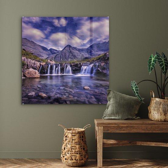 Art sur Verre - Royaume-Uni - Cascade - Lac - 90x90 cm - Peintures sur Verre Peintures - Photo sur Glas