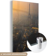 MuchoWow® Glasschilderij 120x180 cm - Schilderij acrylglas - Parijs - Eiffeltoren - Mist - Foto op glas - Schilderijen