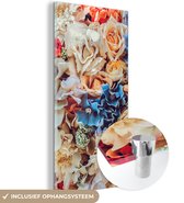MuchoWow® Glasschilderij 20x40 cm - Schilderij acrylglas - Gekleurde bloemen - Foto op glas - Schilderijen