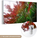 MuchoWow® Glasschilderij 160x80 cm - Schilderij acrylglas - Vele kleuren in het Bamboebos van Arashiyama Japan - Foto op glas - Schilderijen