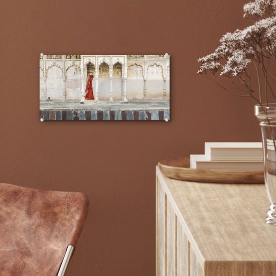 MuchoWow® Peinture sur verre 40x20 cm - Peinture sur verre acrylique - Monastères en Inde - Photo sur verre - Peintures