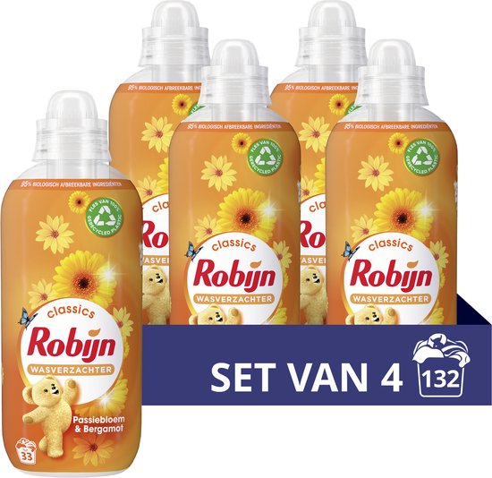 Robijn Classics Passiebloem & Bergamot Wasverzachter - 4 x 33 wasbeurten - Voordeelverpakking