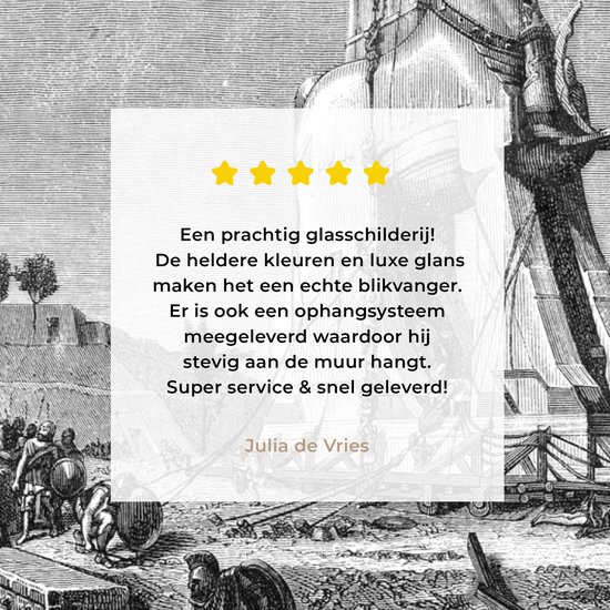 MuchoWow® Peinture sur verre 150x100 cm - Peinture sur verre acrylique - Une illustration antique en noir et blanc du cheval de Troie - Photo sur verre - Peintures