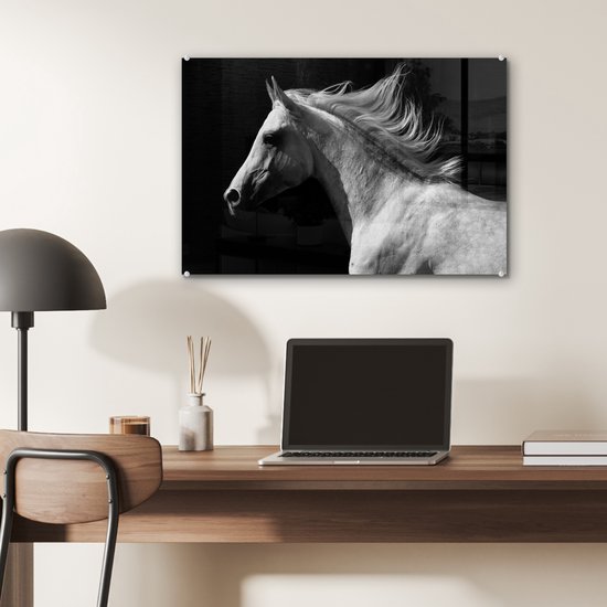 MuchoWow® Peinture sur Verre - Paarden - Animaux - Portrait - 60x40 cm - Peintures sur Verre Acrylique - Photo sur Glas