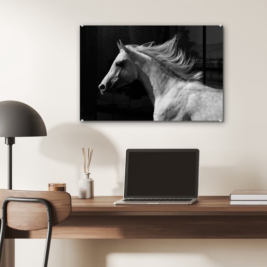 MuchoWow® Peinture sur verre 60x40 cm - Peinture acrylique sur verre - Paarden - Animaux - Portrait - Photo sur verre - Peintures