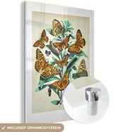 MuchoWow® Glasschilderij - Dieren - Planten - Vlinder - 90x120 cm - Acrylglas Schilderijen - Foto op Glas