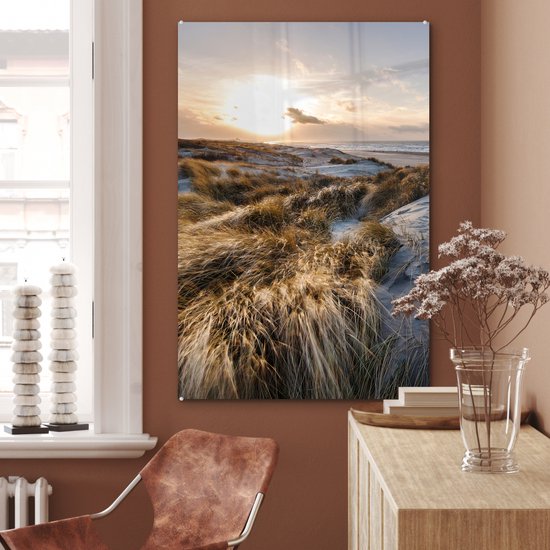 MuchoWow® Peinture sur verre 80x120 cm - Peinture sur verre acrylique - Plage - Mer - Scheveningen - Nederland - Photo sur verre - Peintures