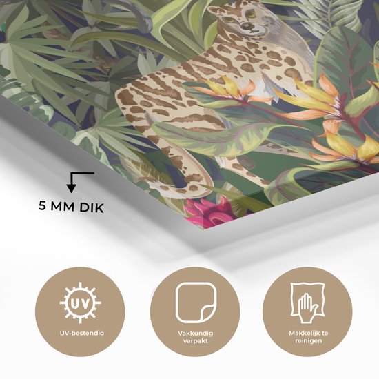 MuchoWow® Peinture sur Verre - Animaux de la Jungle - Nature - Garçons - Filles - Flamingo - Zebra - 120x80 cm - Peintures sur Verre Acrylique - Photo sur Glas