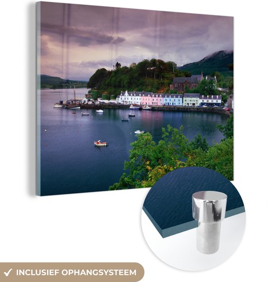 MuchoWow® Glasschilderij - De haven van Portree in Schotland - Acrylglas Schilderijen - Foto op Glas