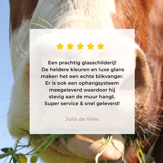 Peinture sur Verre - Vache - Animal - Fleurs - 20x40 cm - Peintures sur Verre Peintures - Photo sur Glas