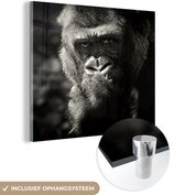 Peinture sur verre - Gorilla sur fond noir en noir et blanc - 50x50 cm - Peintures sur Verre Peintures - Photo sur Glas